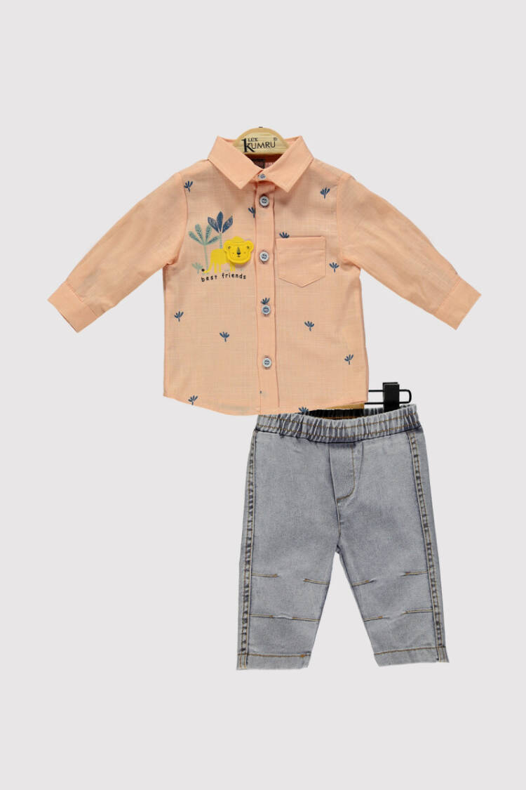 Baby Boy Lion Printed Shirt Set 6-18M - Brand: Kumru Bebe - Kids & Baby Clothes Wholesale - Globality Store