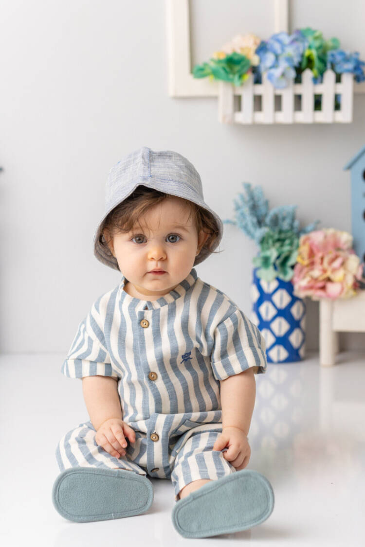 Baby Boy Short Sleeve Muslin Jumpsuit 3-24M - Brand: Mininio - Kids & Baby Clothes Wholesale - Globality Store