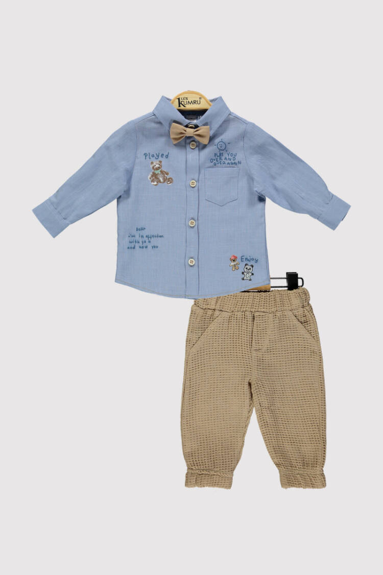 Baby Boy Teddy Bear Printed Set 6-18M - Brand: Kumru Bebe - Kids & Baby Clothes Wholesale - Globality Store