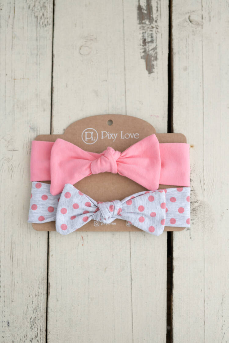 Baby Girl 2-Piece Bandana Set Poa Bow Dots 0-36M - Brand: Pixy Love - Kids & Baby Clothes Wholesale - Globality Store