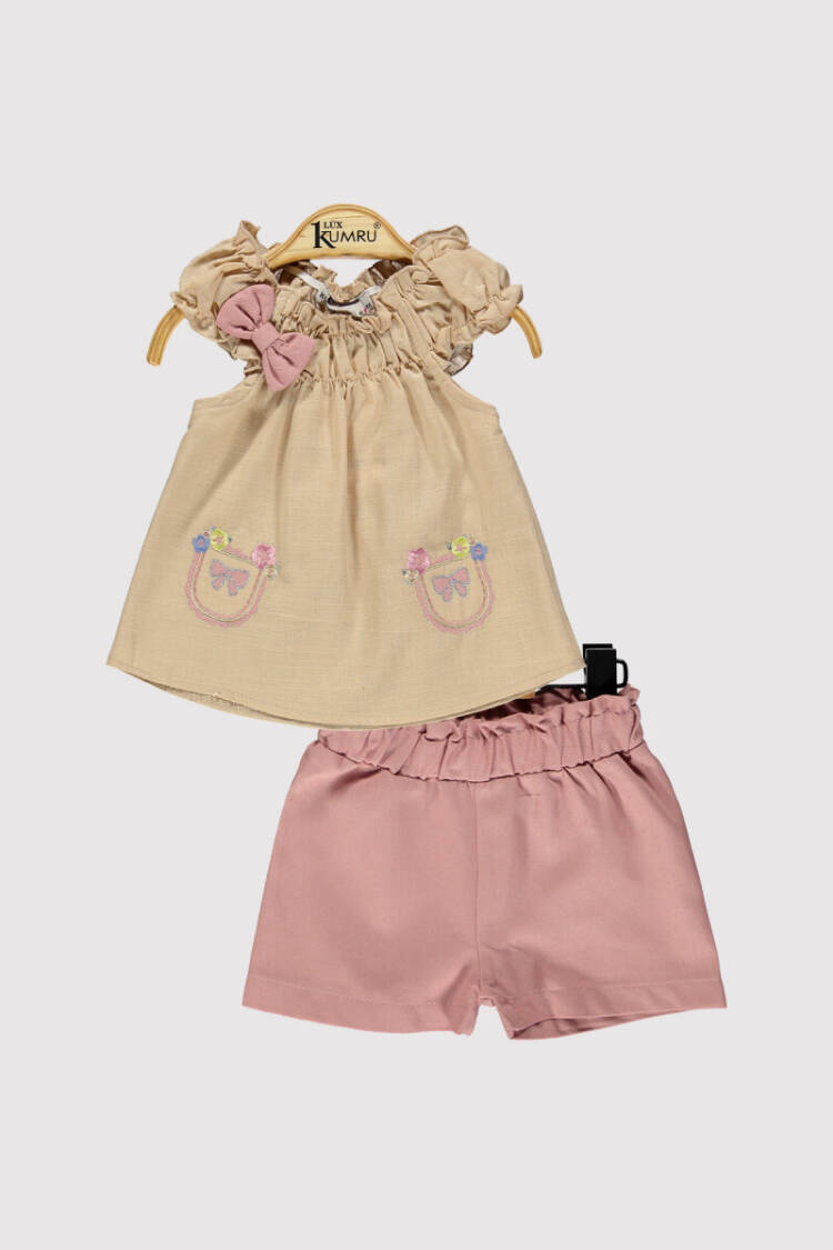 Baby Girl Bow Embroidered Set 6-18M - Brand: Kumru Bebe - Kids & Baby Clothes Wholesale - Globality Store