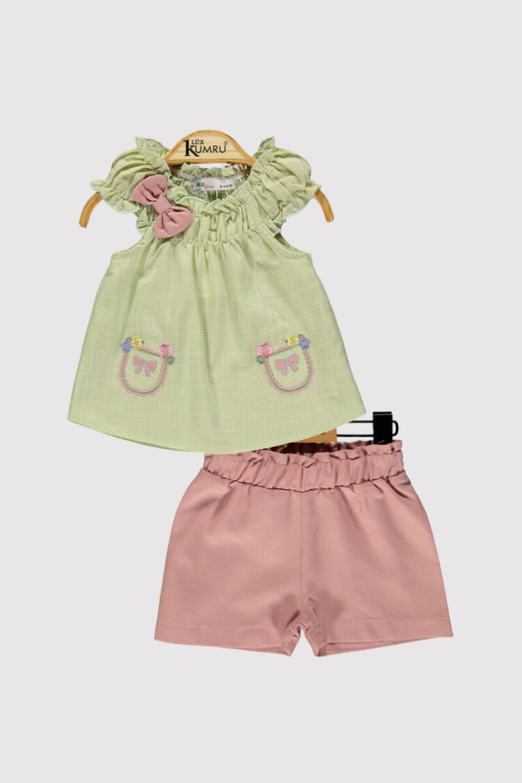 Baby Girl Bow Embroidered Set 6-18M - Brand: Kumru Bebe - Kids & Baby Clothes Wholesale - Globality Store