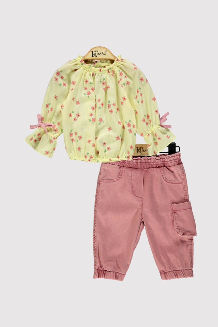 Baby Girl Bowknot Trouser Suit 6-18M - Brand: Kumru Bebe - Kids & Baby Clothes Wholesale - Globality Store