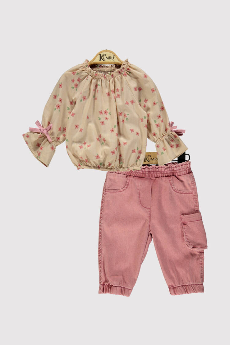 Baby Girl Bowknot Trouser Suit 6-18M - Brand: Kumru Bebe - Kids & Baby Clothes Wholesale - Globality Store