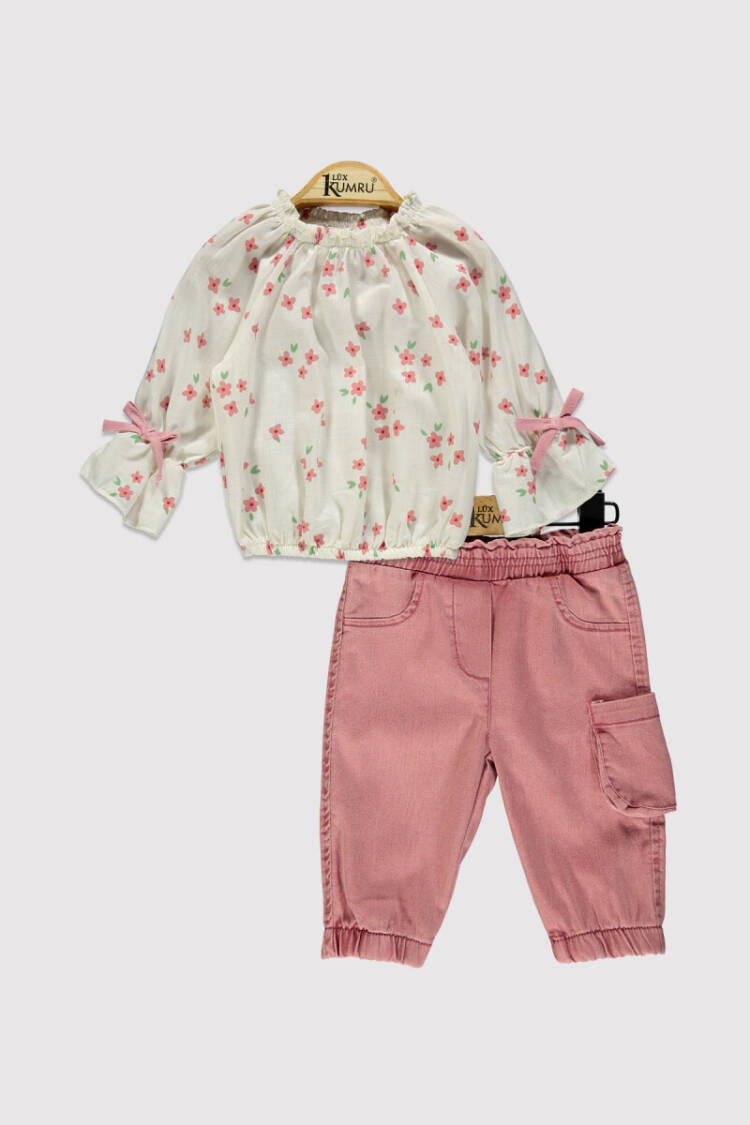 Baby Girl Bowknot Trouser Suit 6-18M - Brand: Kumru Bebe - Kids & Baby Clothes Wholesale - Globality Store