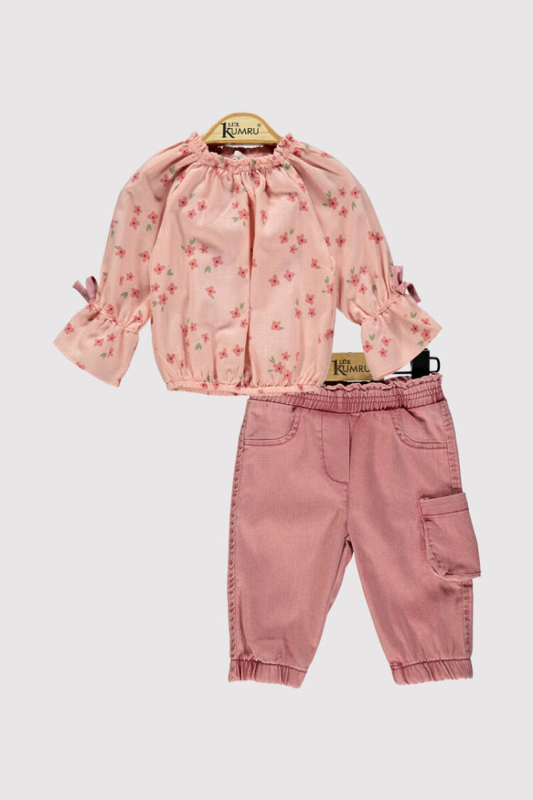 Baby Girl Bowknot Trouser Suit 6-18M - Brand: Kumru Bebe - Kids & Baby Clothes Wholesale - Globality Store