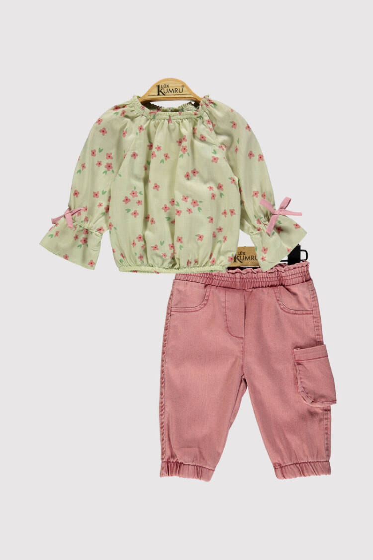 Baby Girl Bowknot Trouser Suit 6-18M - Brand: Kumru Bebe - Kids & Baby Clothes Wholesale - Globality Store