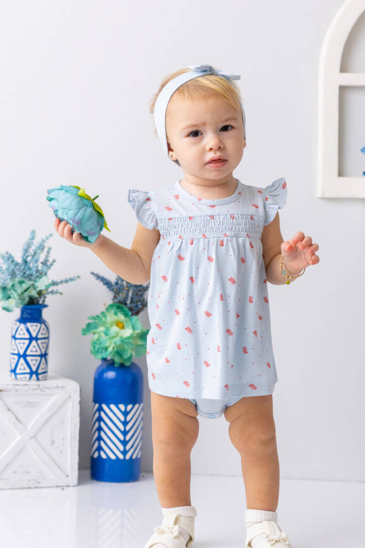 Baby Girl Coral Patterned Snap Bodysuit 3-24M - Brand: Mininio - Kids & Baby Clothes Wholesale - Globality Store