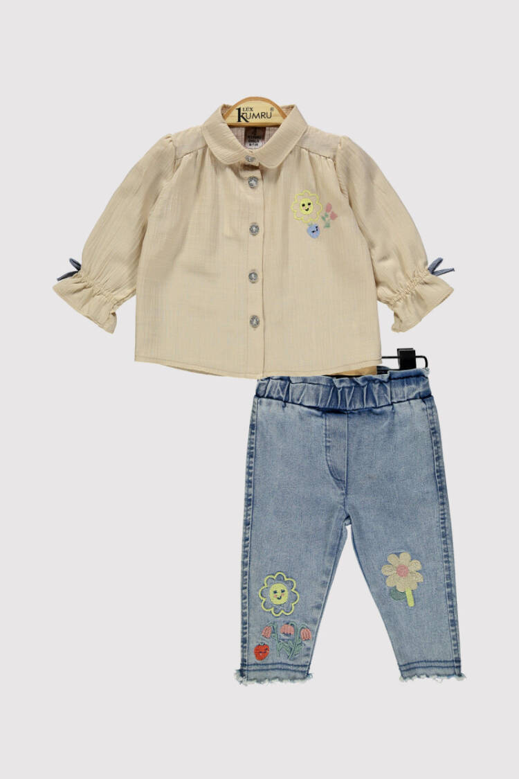 Baby Girl Daisy Embroidered Set 6-18M - Brand: Kumru Bebe - Kids & Baby Clothes Wholesale - Globality Store
