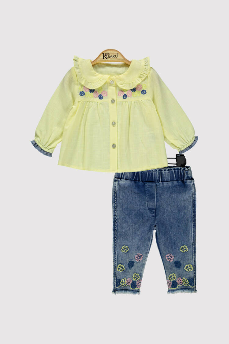 Baby Girl Daisy Printed Shirt Set 6-18M - Brand: Kumru Bebe - Kids & Baby Clothes Wholesale - Globality Store