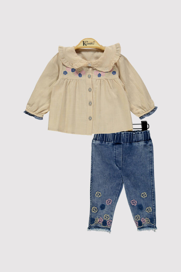 Baby Girl Daisy Printed Shirt Set 6-18M - Brand: Kumru Bebe - Kids & Baby Clothes Wholesale - Globality Store