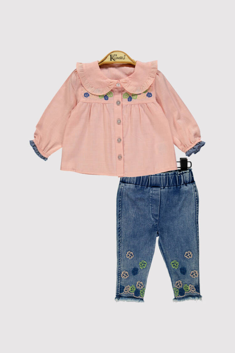 Baby Girl Daisy Printed Shirt Set 6-18M - Brand: Kumru Bebe - Kids & Baby Clothes Wholesale - Globality Store