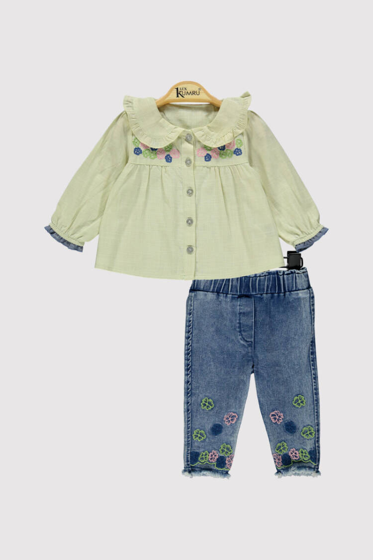 Baby Girl Daisy Printed Shirt Set 6-18M - Brand: Kumru Bebe - Kids & Baby Clothes Wholesale - Globality Store