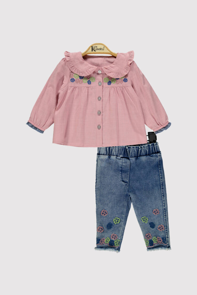 Baby Girl Daisy Printed Shirt Set 6-18M - Brand: Kumru Bebe - Kids & Baby Clothes Wholesale - Globality Store