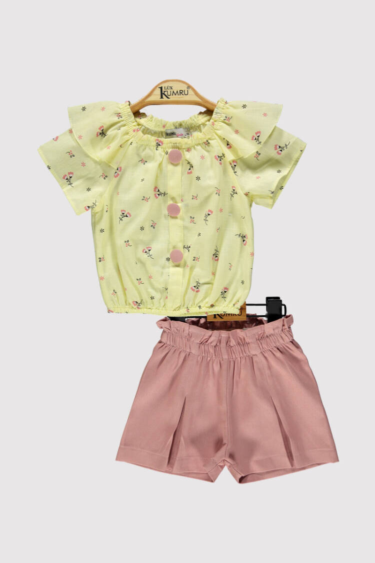 Baby Girl Fabric Buttoned Suit 6-18M - Brand: Kumru Bebe - Kids & Baby Clothes Wholesale - Globality Store