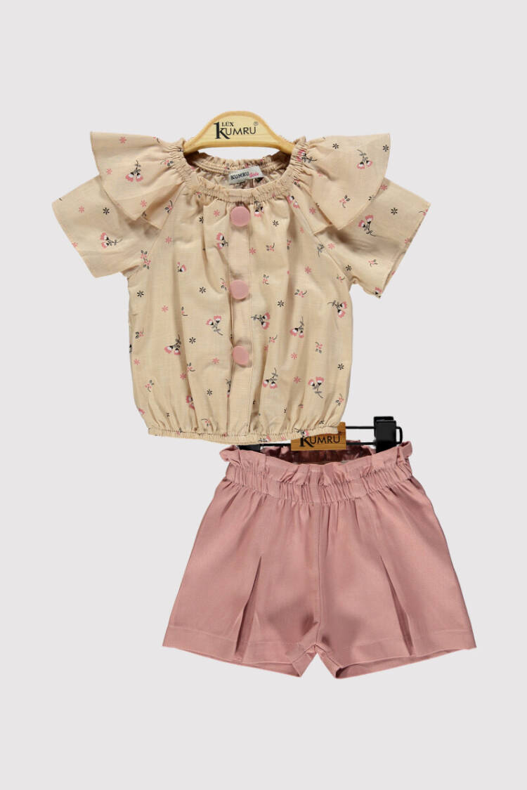 Baby Girl Fabric Buttoned Suit 6-18M - Brand: Kumru Bebe - Kids & Baby Clothes Wholesale - Globality Store