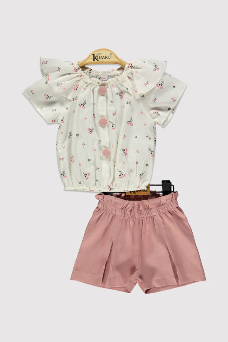 Baby Girl Fabric Buttoned Suit 6-18M - Brand: Kumru Bebe - Kids & Baby Clothes Wholesale - Globality Store