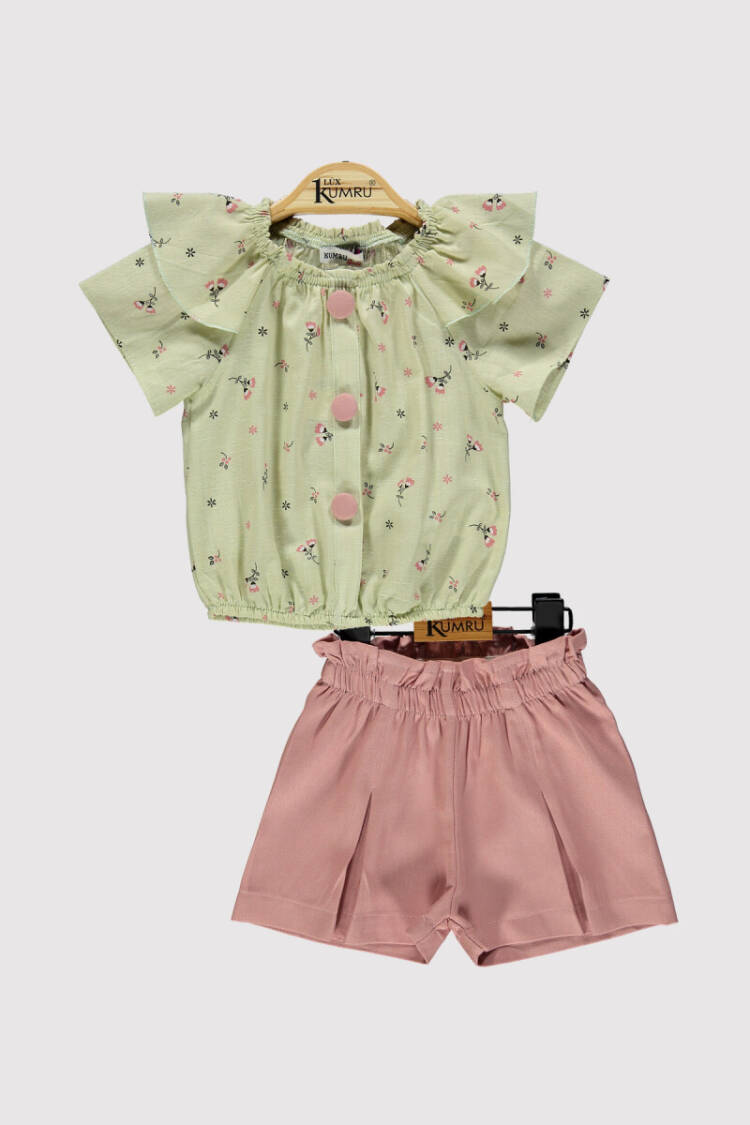 Baby Girl Fabric Buttoned Suit 6-18M - Brand: Kumru Bebe - Kids & Baby Clothes Wholesale - Globality Store
