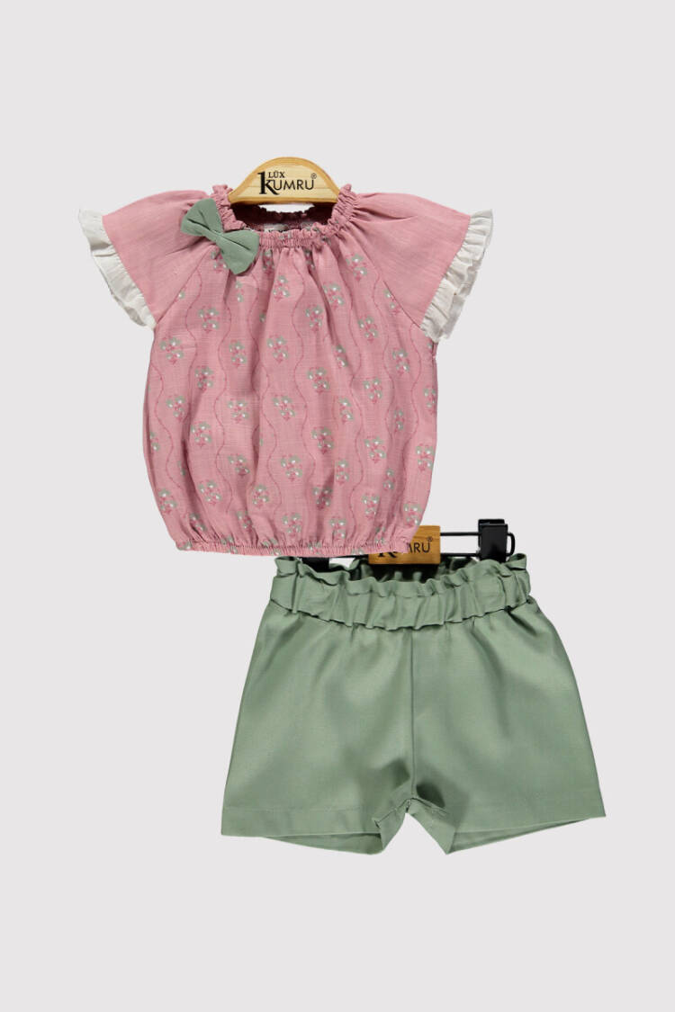 Baby Girl Flower Branch Printed Set 6-18M - Brand: Kumru Bebe - Kids & Baby Clothes Wholesale - Globality Store