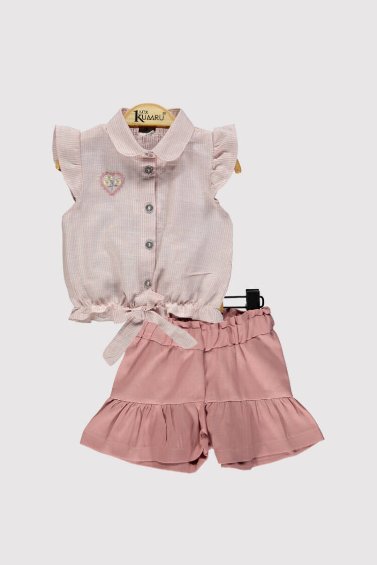 Baby Girl Heart Daisy Embroidered Set 6-18M - Brand: Kumru Bebe - Kids & Baby Clothes Wholesale - Globality Store