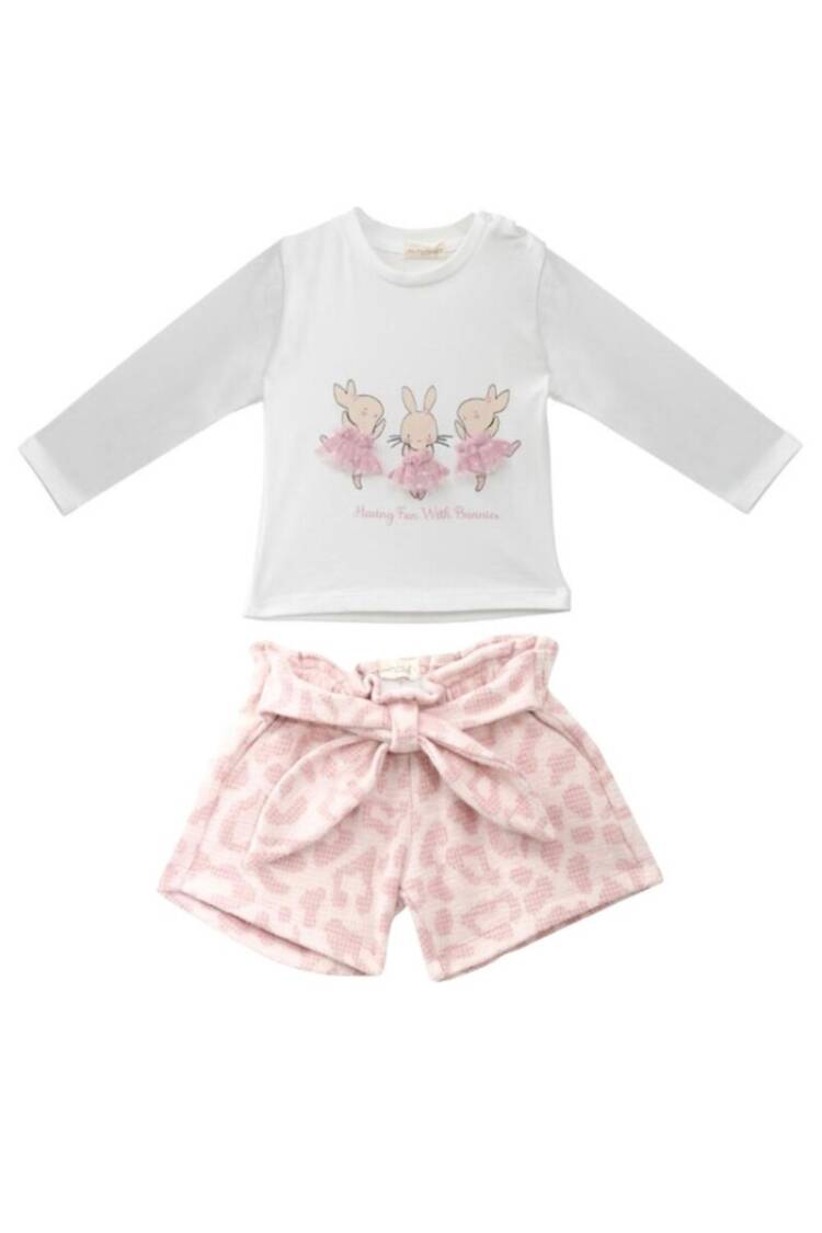 Baby Girl Printed Tulle Detailed Shorts T-Shirt Set - Brand: Mininio - Kids & Baby Clothes Wholesale - Globality Store