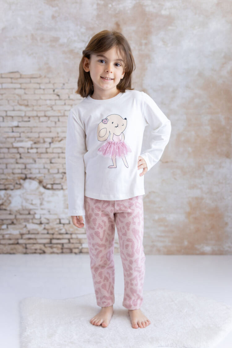 Baby Girl Rabbit Patterned T-Shirt And Leggings Double Set - Brand: Mininio - Kids & Baby Clothes Wholesale - Globality Store