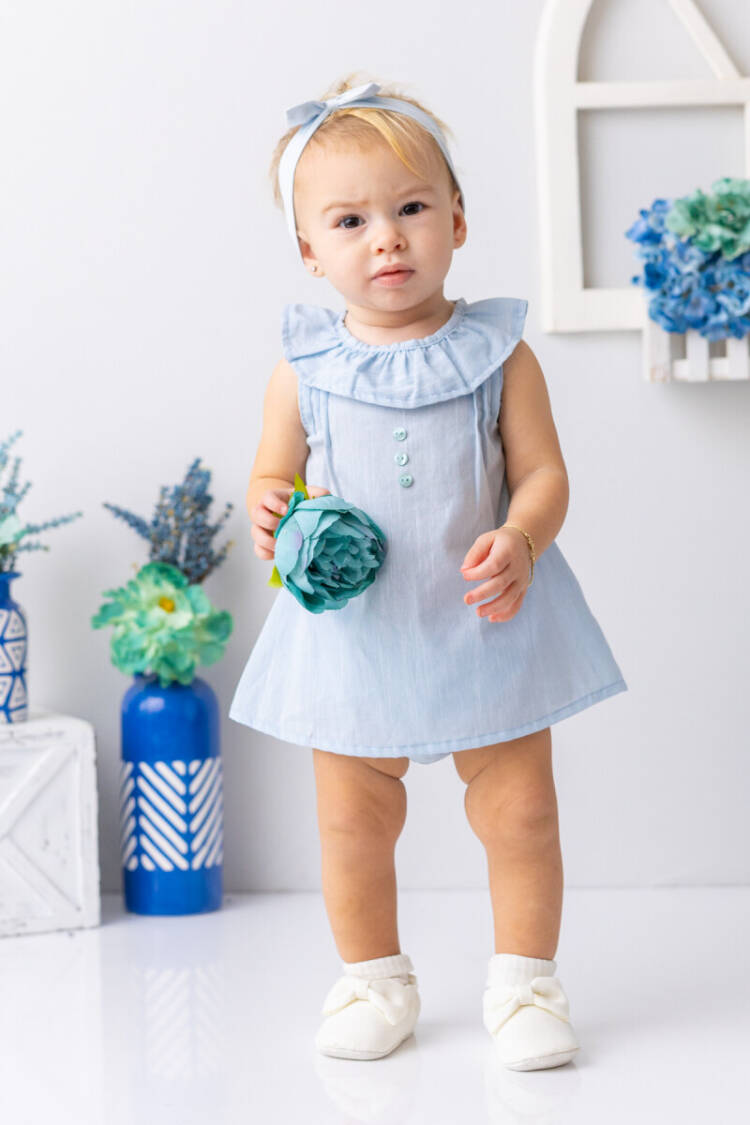 Baby Girl Ruffle Collared Baggy Dress 6-48M - Brand: Mininio - Kids & Baby Clothes Wholesale - Globality Store