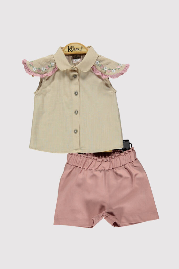 Baby Girl Shoulder Embroidered Set 6-18M - Brand: Kumru Bebe - Kids & Baby Clothes Wholesale - Globality Store