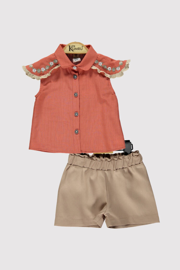 Baby Girl Shoulder Embroidered Set 6-18M - Brand: Kumru Bebe - Kids & Baby Clothes Wholesale - Globality Store