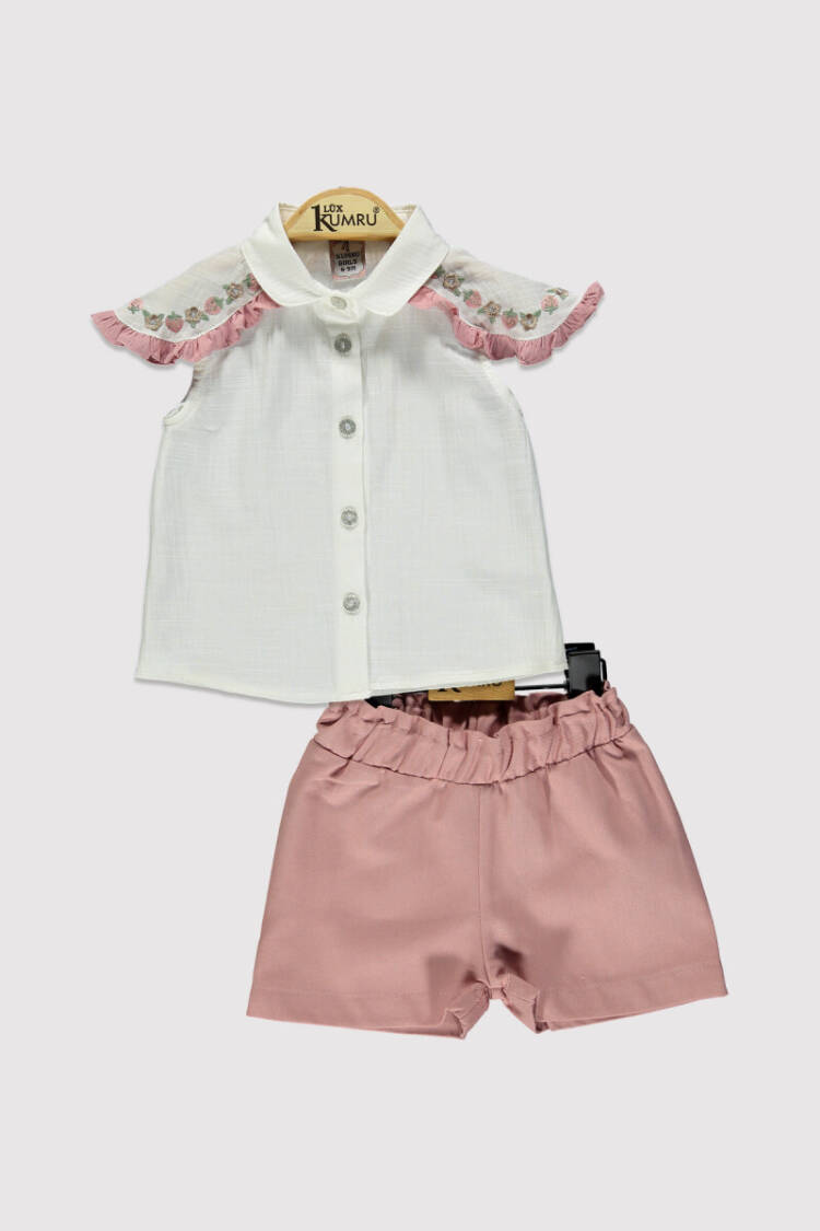 Baby Girl Shoulder Embroidered Set 6-18M - Brand: Kumru Bebe - Kids & Baby Clothes Wholesale - Globality Store