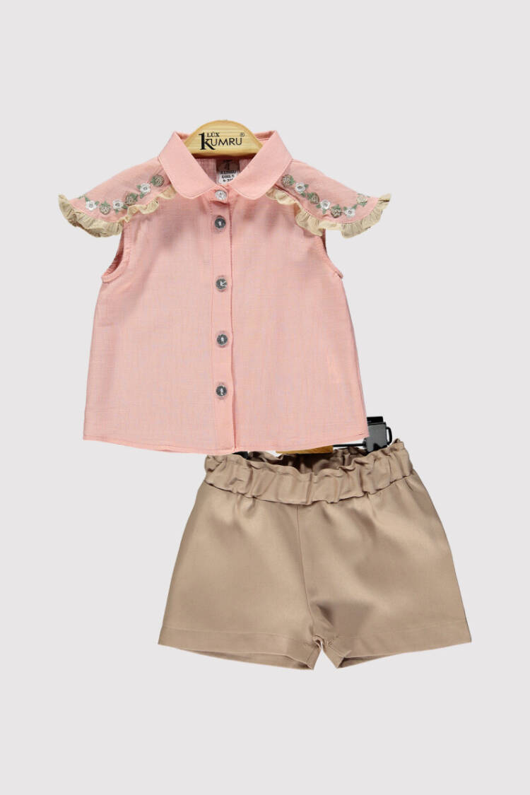 Baby Girl Shoulder Embroidered Set 6-18M - Brand: Kumru Bebe - Kids & Baby Clothes Wholesale - Globality Store