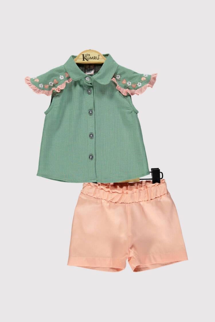 Baby Girl Shoulder Embroidered Set 6-18M - Brand: Kumru Bebe - Kids & Baby Clothes Wholesale - Globality Store