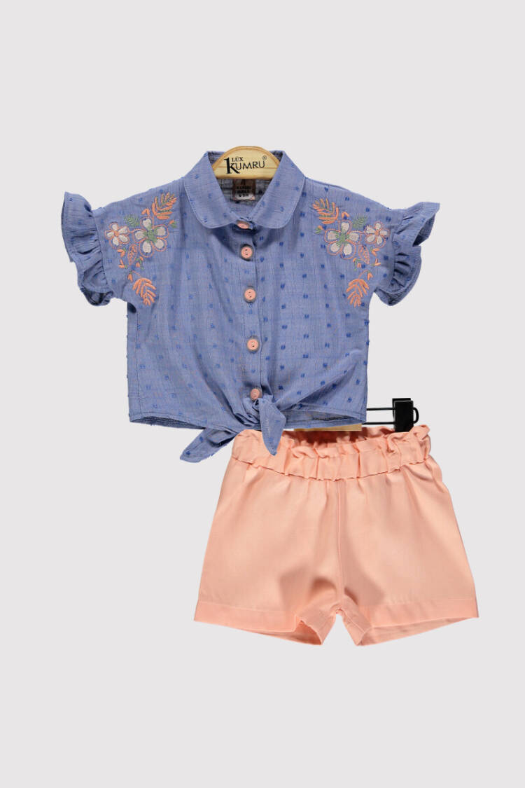 Baby Girl Shoulder Embroidered Set 6-18M - Brand: Kumru Bebe - Kids & Baby Clothes Wholesale - Globality Store
