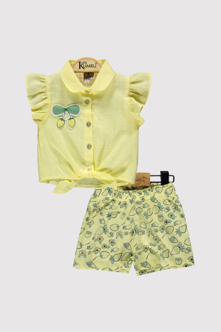 Baby Girl Strawberry Printed Shorts Set 6-18M - Brand: Kumru Bebe - Kids & Baby Clothes Wholesale - Globality Store