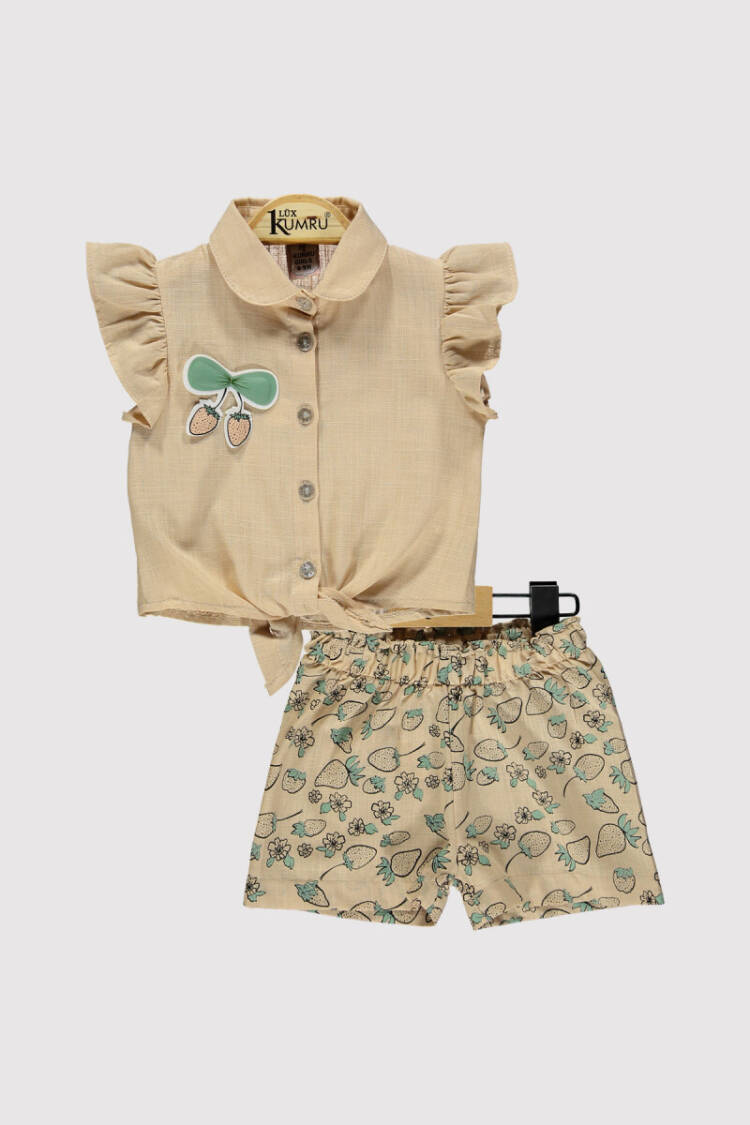 Baby Girl Strawberry Printed Shorts Set 6-18M - Brand: Kumru Bebe - Kids & Baby Clothes Wholesale - Globality Store