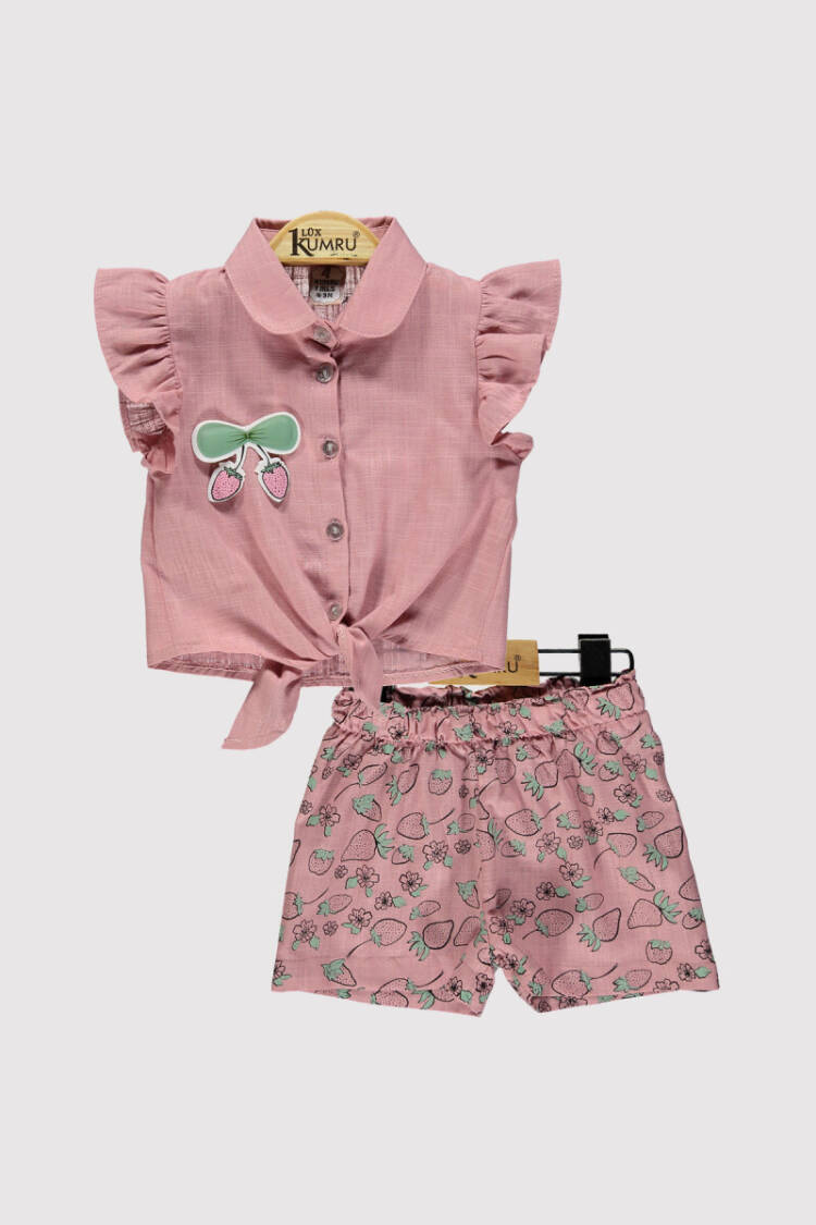 Baby Girl Strawberry Printed Shorts Set 6-18M - Brand: Kumru Bebe - Kids & Baby Clothes Wholesale - Globality Store