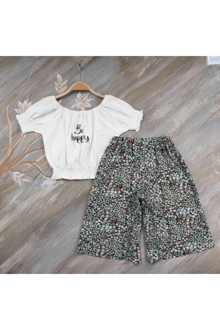 Be Happy Girl Capri Set 7-10Y - Brand: Büşra Bebe - Kids & Baby Clothes Wholesale - Globality Store