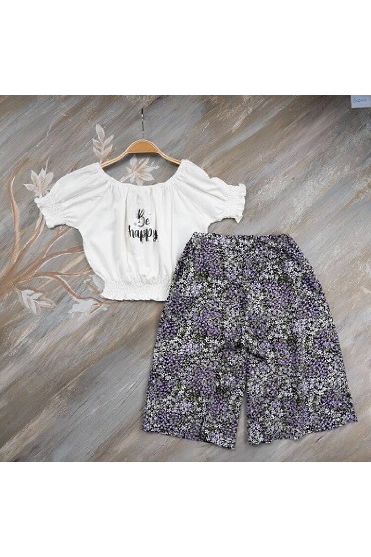 Be Happy Girl Capri Set 7-10Y - Brand: Büşra Bebe - Kids & Baby Clothes Wholesale - Globality Store
