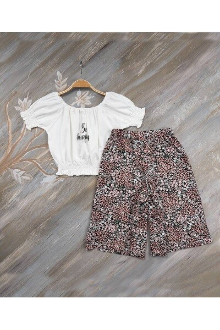 Be Happy Girl Capri Set 7-10Y - Brand: Büşra Bebe - Kids & Baby Clothes Wholesale - Globality Store
