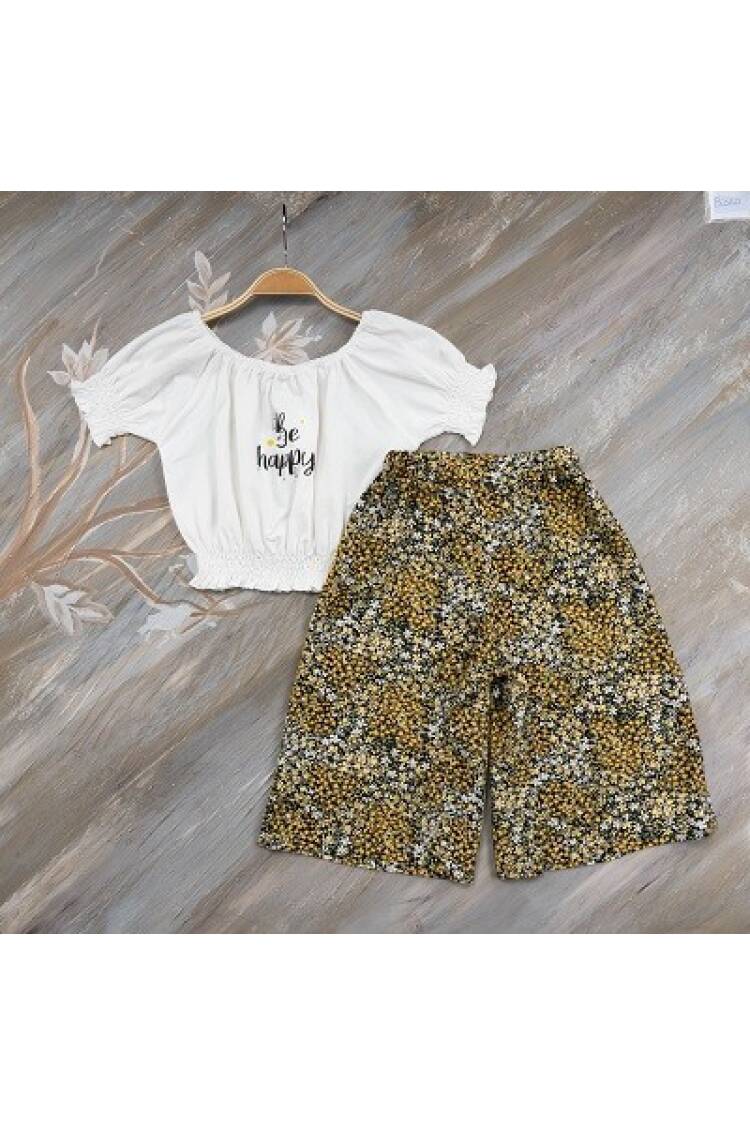 Be Happy Girl Capri Set 7-10Y - Brand: Büşra Bebe - Kids & Baby Clothes Wholesale - Globality Store