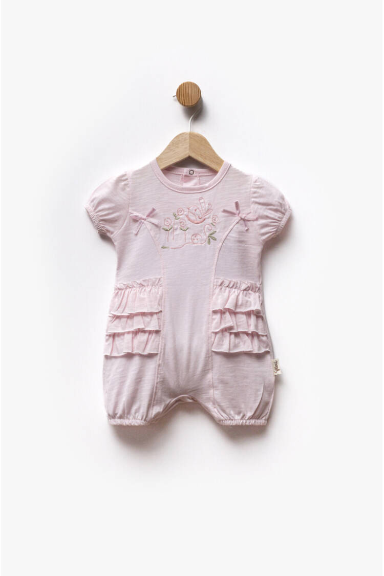 Bird Embroidered Ruffle Detail Short Sleeve Jumpsuit 3-6M - Brand: Flexi Baby - Kids & Baby Clothes Wholesale - Globality Store