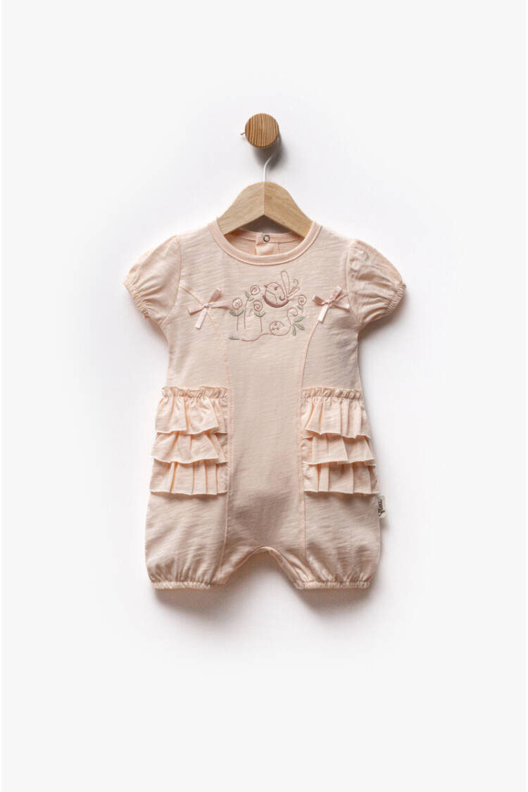 Bird Embroidered Ruffle Detail Short Sleeve Jumpsuit 3-6M - Brand: Flexi Baby - Kids & Baby Clothes Wholesale - Globality Store