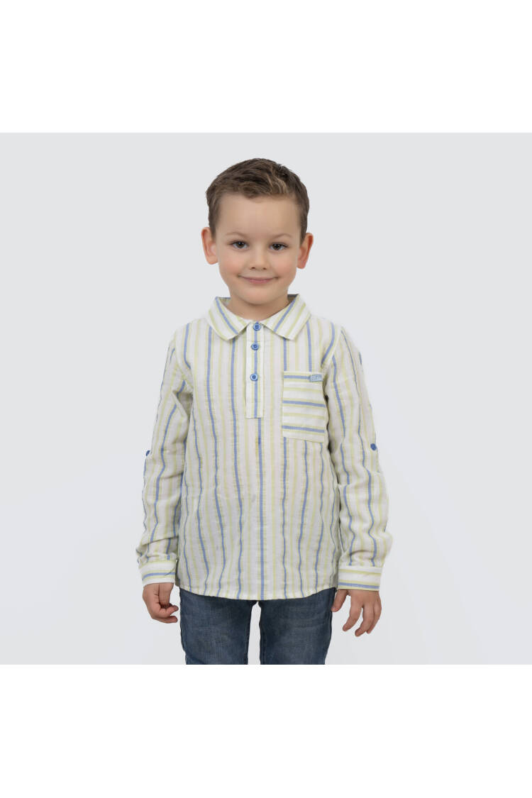 Boy Half Plaid Shirt 6-9Y - Brand: Timo - Kids & Baby Clothes Wholesale - Globality Store