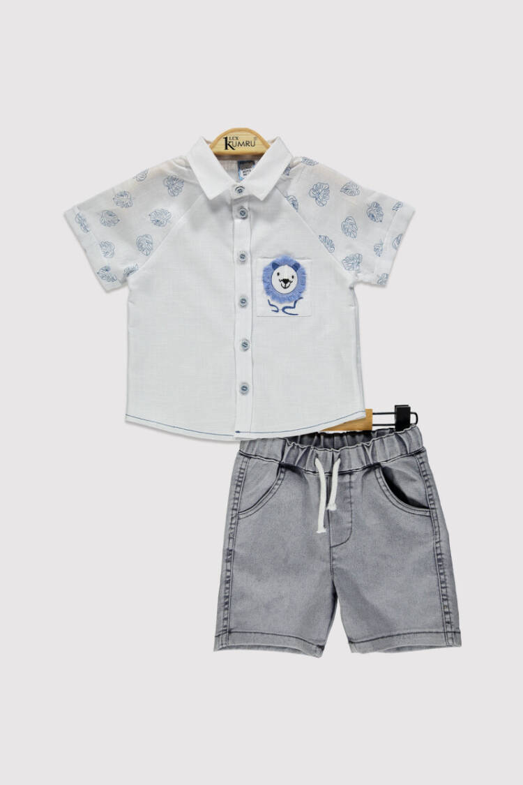 Boy Lion Embroidered Set 2-5Y - Brand: Kumru Bebe - Kids & Baby Clothes Wholesale - Globality Store