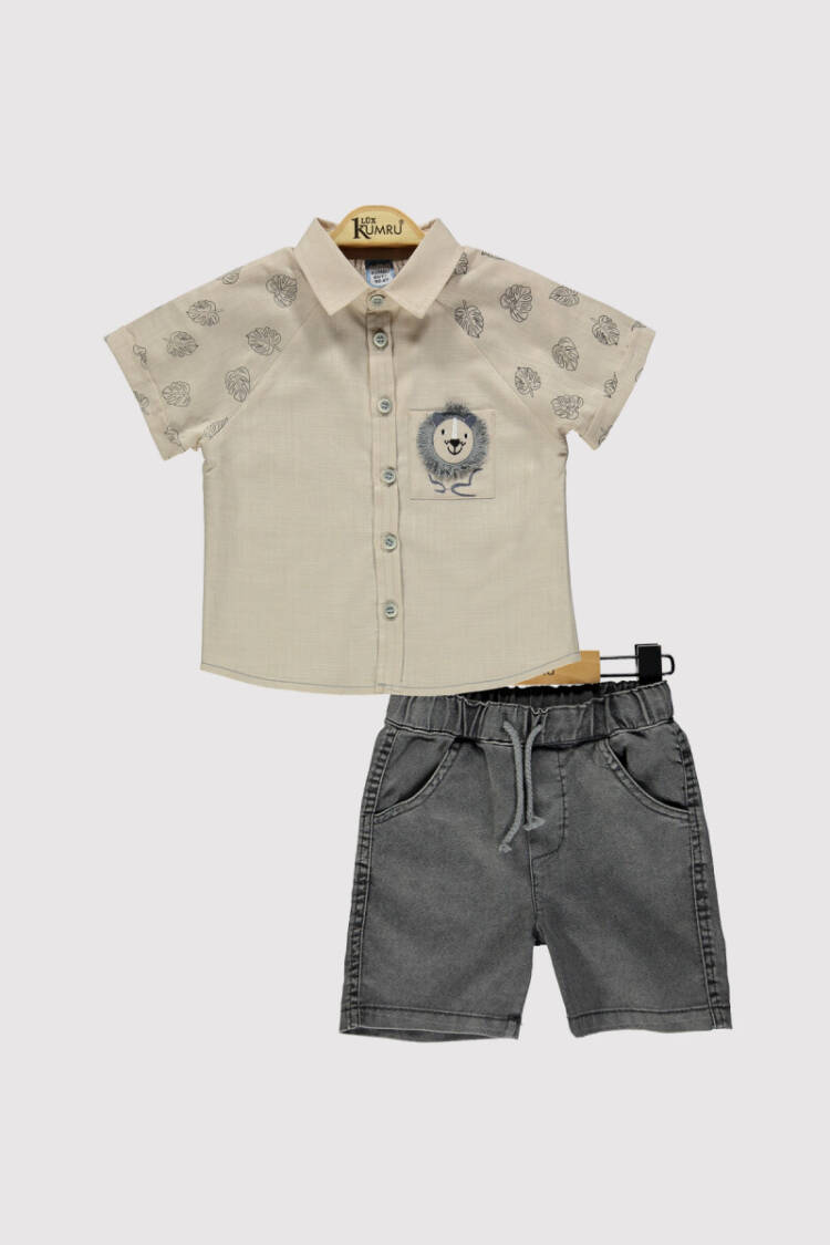 Boy Lion Embroidered Set 2-5Y - Brand: Kumru Bebe - Kids & Baby Clothes Wholesale - Globality Store