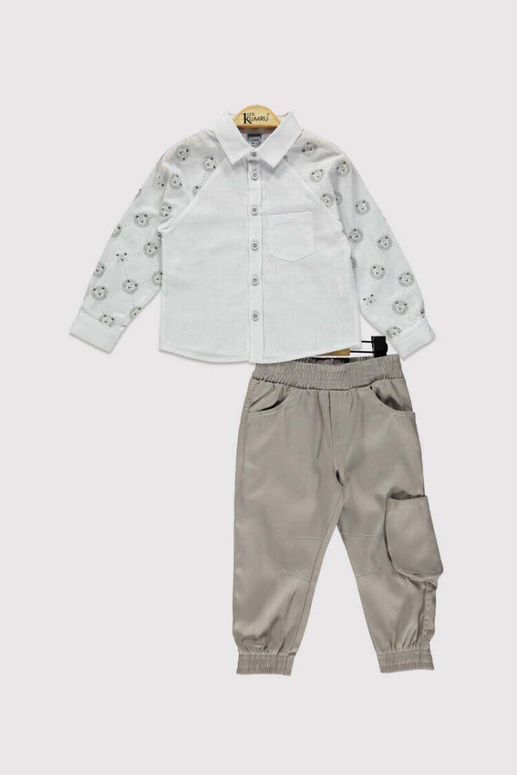 Boy Sleeve Lion Printed Set 2-5Y - Brand: Kumru Bebe - Kids & Baby Clothes Wholesale - Globality Store