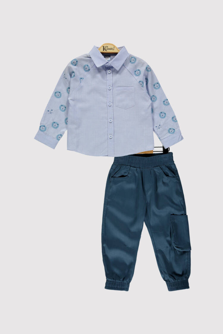 Boy Sleeve Lion Printed Set 2-5Y - Brand: Kumru Bebe - Kids & Baby Clothes Wholesale - Globality Store