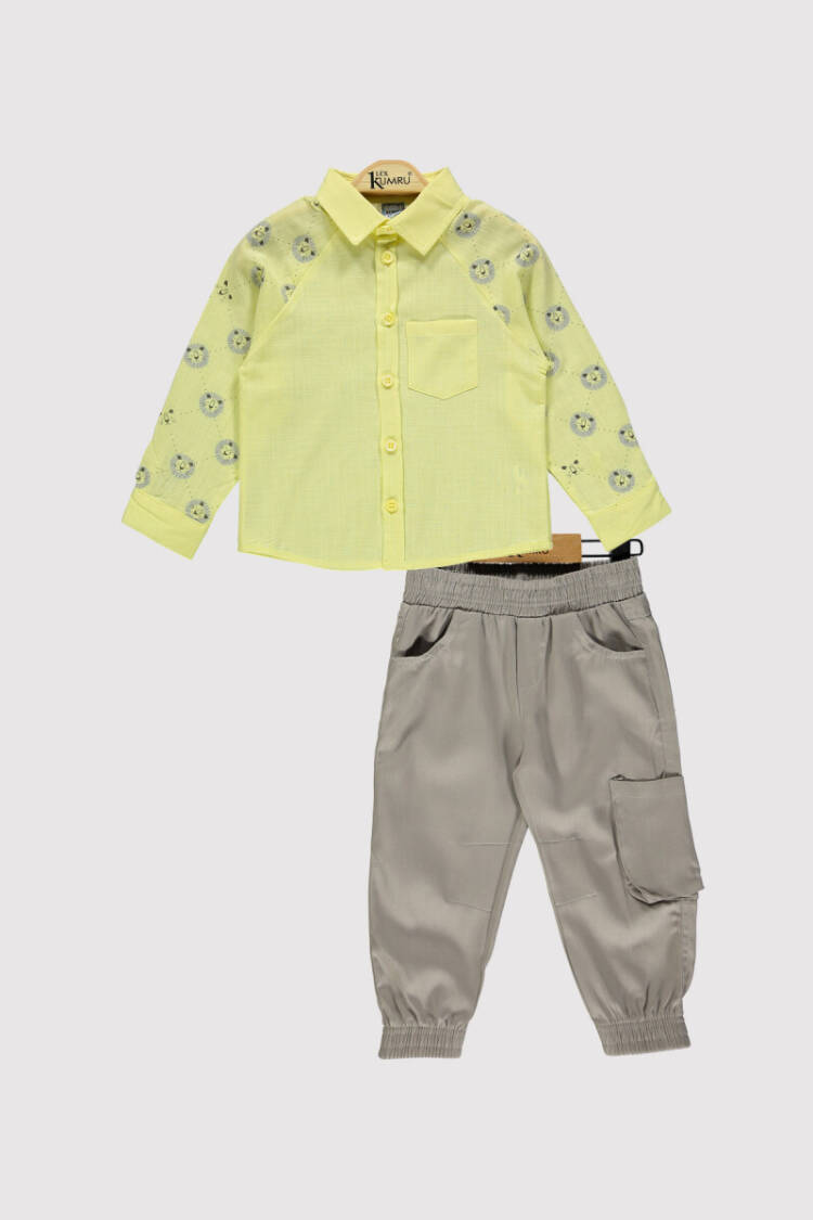 Boy Sleeve Lion Printed Set 2-5Y - Brand: Kumru Bebe - Kids & Baby Clothes Wholesale - Globality Store