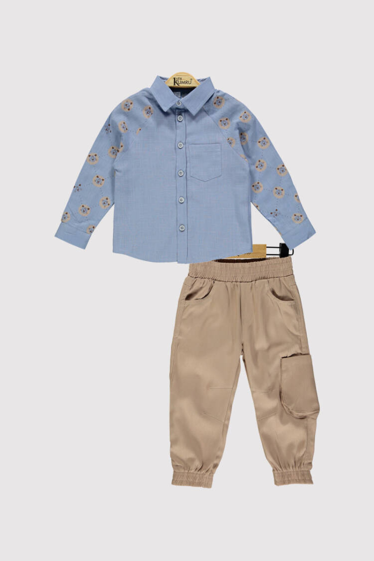 Boy Sleeve Lion Printed Set 2-5Y - Brand: Kumru Bebe - Kids & Baby Clothes Wholesale - Globality Store