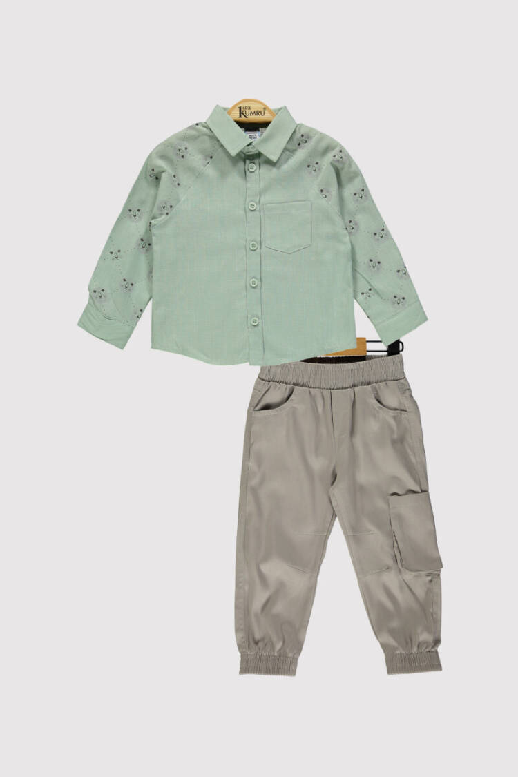 Boy Sleeve Lion Printed Set 2-5Y - Brand: Kumru Bebe - Kids & Baby Clothes Wholesale - Globality Store
